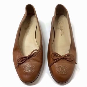 chanel brown ballet flats
